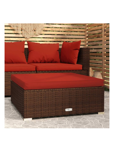 Sonata H Градинска табуретка с възглавница кафява 70х70х30 см полиратан