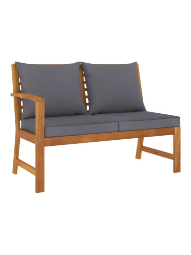 Sonata H Градинска пейка 114,5 см с тъмносива възглавница, акация масив