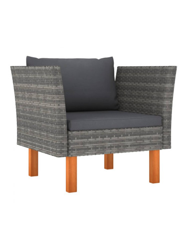 Sonata H Градински диван, полиратан и евкалиптово дърво масив