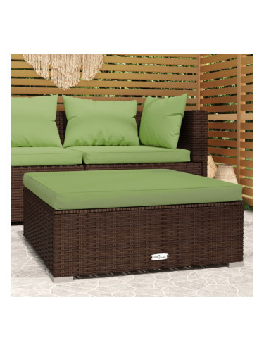 Sonata H Градинска табуретка с възглавница кафява 70х70х30 см полиратан