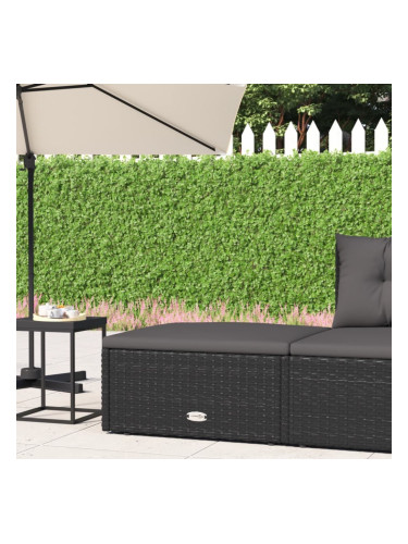 Sonata H Градинска табуретка за крака с възглавница, черна, полиратан