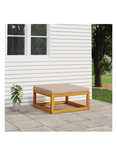 Sonata H Градинска табуретка с таупе възглавница, масивно дърво акация