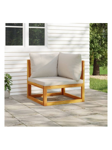 Sonata H Модулен ъглов диван със светлосиви възглавници, акация масив