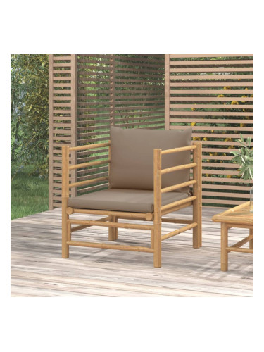 Sonata H Градински диван с таупе възглавници бамбук