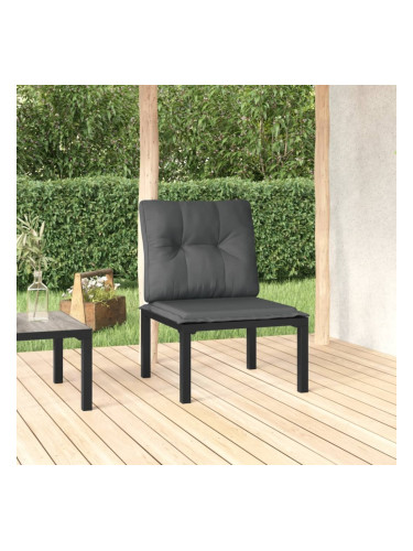 Sonata H Градински стол с възглавници черен и сив полиратан