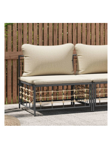Sonata H Градински среден диван с бежови възглавници, полиратан
