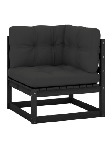 Sonata H Градински ъглов диван с възглавници антрацит борово дърво масив