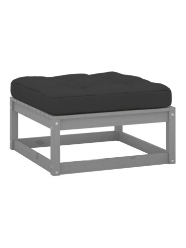 Sonata H Градинска табуретка със сива възглавница борова дървесина масив