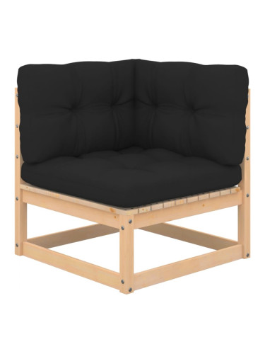 Sonata H Градински ъглов диван с възглавници антрацит борово дърво масив