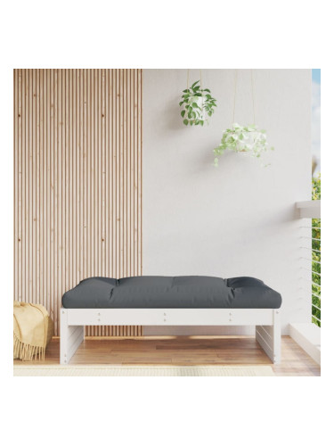 Sonata H Градинска табуретка, бяла, 120x80 см, борова дървесина масив