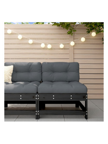 Sonata H Градински среден диван, черен, бор масив