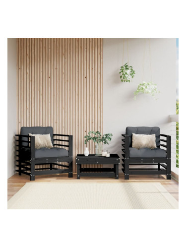 Sonata H Градински столове, 2 бр, черни, борово дърво масив