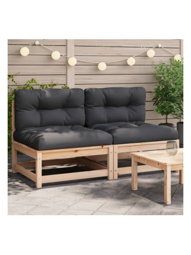 Sonata H Градински кресла без подлакътници с възглавници 2 бр бор масив