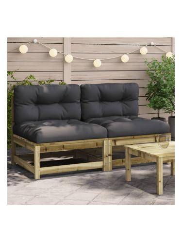 Sonata H Външни кресла без подлакътник с възглавници 2бр импрегниран бор