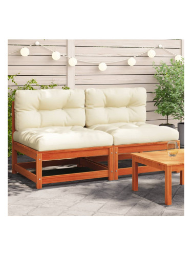 Sonata H Градински диван без подлакътници 2 бр с възглавници бор масив