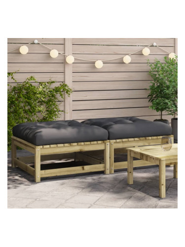 Sonata H Градински табуретки с възглавници, 2 бр, импрегниран бор