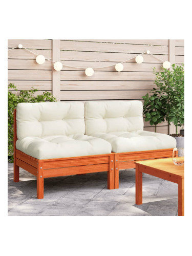 Sonata H Външни кресла без подлакътници с възглавници 2 бр восъчнокафяв