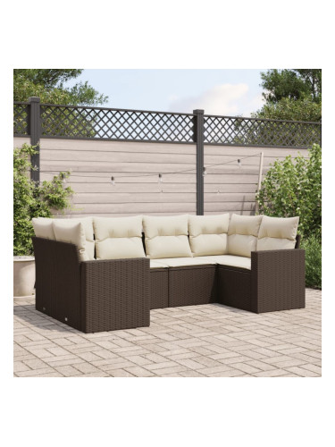 Sonata H Градински комплект с възглавници, 6 части, кафяв, полиратан