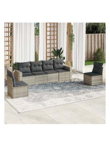 Sonata H Градински комплект с възглавници, 6 части, светлосив полиратан