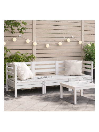 Sonata H Градински диван, 3-местен, бял, бор масив