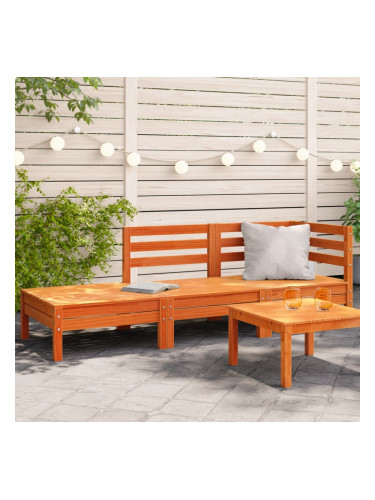 Sonata H Градински диван, 3-местен, восъчнокафяв, бор масив