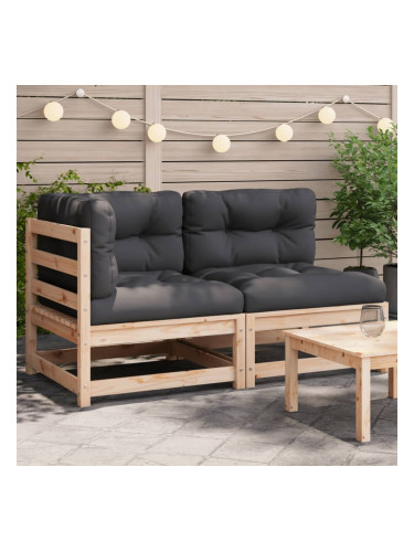Sonata H Градински диван с възглавници, 2-местен, борово дърво масив