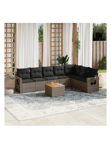 Sonata H Градински комплект диван с възглавници 8 части сив полиратан