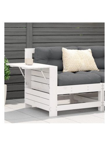 Sonata H Градинско кресло с подлакътник с възглавница, бяла, бор масив