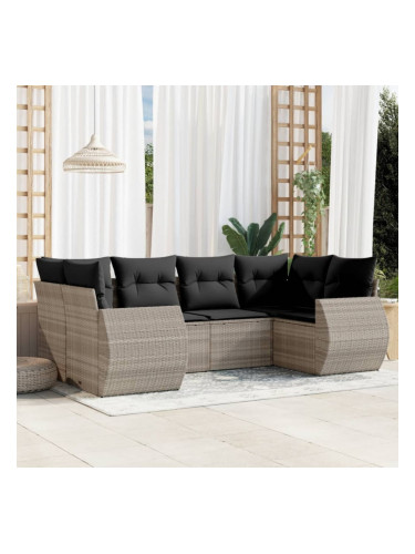 Sonata H Градински комплект с възглавници, 6 части, светлосив полиратан