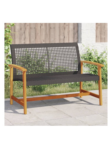 Sonata H Градинска пейка черна 112 см полиратан и акациево дърво