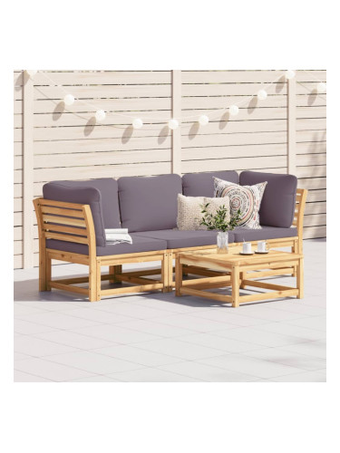Sonata H Градински лаундж комплект с възглавници, 3 части, акация масив