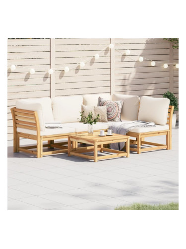 Sonata H Градински лаундж комплект с възглавници, 5 части, акация масив