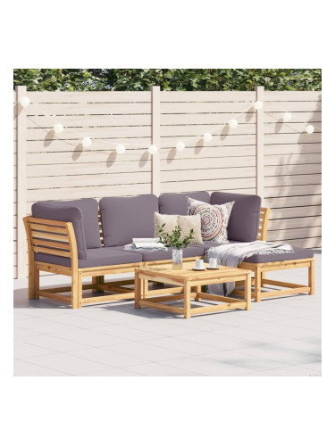 Sonata H Градински лаундж комплект с възглавници, 5 части, акация масив