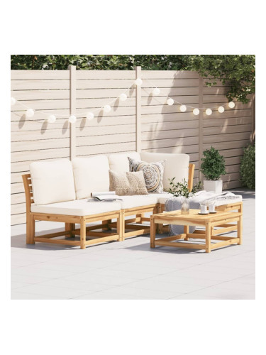Sonata H Градински лаундж комплект с възглавници, 5 части, акация масив