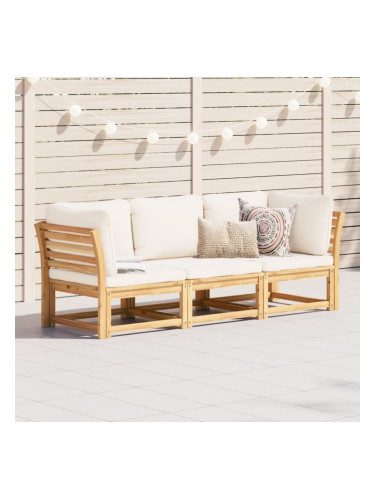 Sonata H Градински лаундж комплект с възглавници, 3 части, акация масив