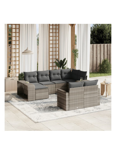 Sonata H Градински комплект с възглавници, 10 части, светлосив полиратан