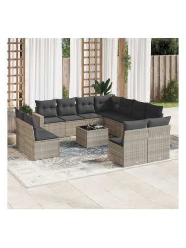 Sonata H Градински комплект с възглавници, 12 части, светлосив полиратан