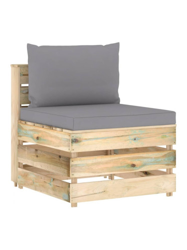 Sonata H Секционен ъглов диван с възглавници, зелено импрегнирано дърво