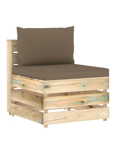 Sonata H Секционен среден диван с възглавници, зелено импрегнирано дърво