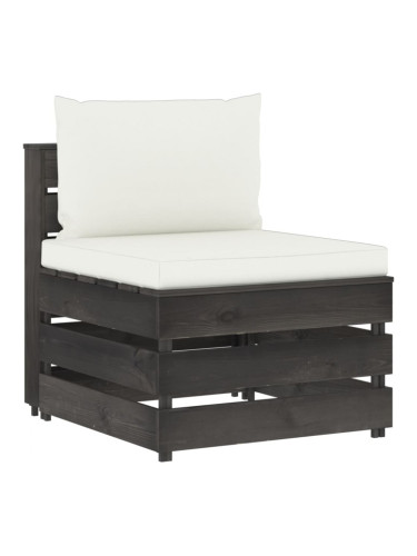 Sonata H Секционен среден диван с възглавници, сиво импрегнирано дърво