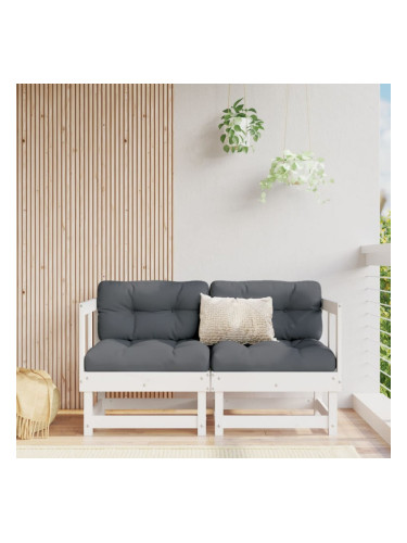 Sonata H Ъглови дивани с възглавници, 2 бр, бели, борово дърво масив