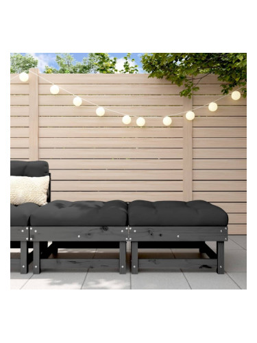 Sonata H Градински табуретки с възглавници 2 бр сиви борово дърво масив