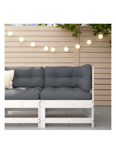 Sonata H Ъглов диван с възглавници, бял, борово дърво масив