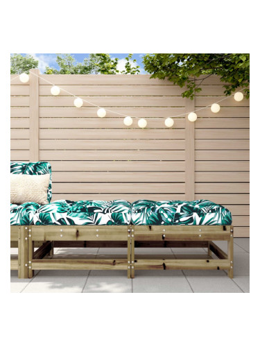 Sonata H Градински табуретки с възглавници, 2 бр, импрегниран бор