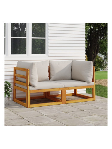 Sonata H Модулни ъглови дивани 2 бр светлосиви възглавници акация масив