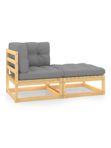 Sonata H Градински лаундж комплект, 2 части, с възглавници, бор масив