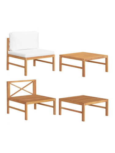 Sonata H Градински комплект с кремави възглавници, 2 части, тик масив