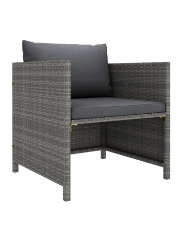 Sonata H Градински диван с възглавници, сив, полиратан