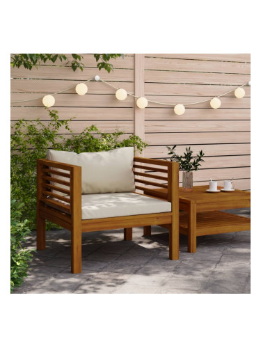 Sonata H Градински стол с кремавобели възглавници, акациево дърво масив