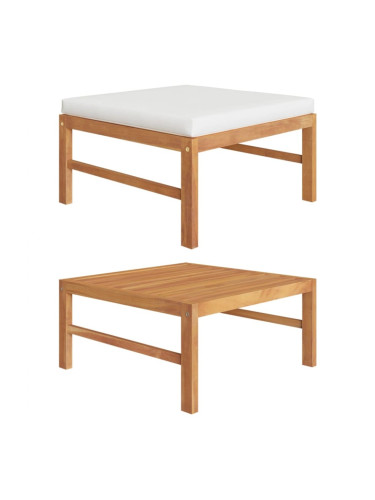 Sonata H Табуретка с кремава възглавница, тиково дърво масив